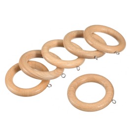 Sourcing Map 6Pcs Wooden Curtain Drapery Rings, 2.75 Inch Wood Ring Hook with Screw Eye for Curtain Rod