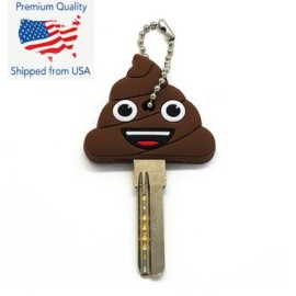 Cute Cartoon Silicone Keychain Emoji Poop Key Cover Cap