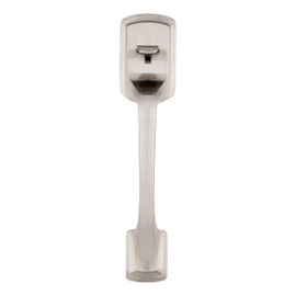 Kwikset Prague Front Door Handle No Lock, Entry Handleset Exterior with Interior Door Knob, Non-Locking, Satin Nickel, Deadbolt Not Included, with Microban Protection