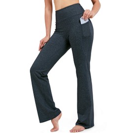 28"/30"/32"/34" Inseam Women's Bootcut Yoga Pants Long Bootleg High-Waisted Flare Pants with Pockets CharcoalFlare_28_Medium Charcoal