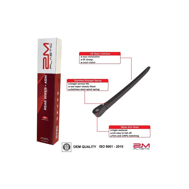 2M PLASTIC Rear Wiper Arm Blade Factory OEM Style Replacement