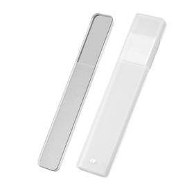 2 Pcs Glass Nail Files, Crystal Glass Nail Buffer Files with Protective Case, Nail Care Tools for Home and Salon Use (Square)