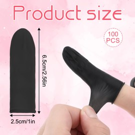100 Pcs Finger Cots Finger Protectors, Medium Finger Protectors Disposable Fingertips Protective Finger Cots Silicone Non-allergenic Finger Gloves Suitable for Beauty Manicure Massage (Black)