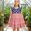 MINDSHELF Girls American Flag Dress Toddler Kids 4th of July
