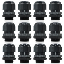 Wocloer 12 Pcs 3/4" NPT Black Adjustable Cable Glands - IP68 Waterproof Electrical Connectors, Nylon Cord Grips Strain Relief for Electrical Box Use