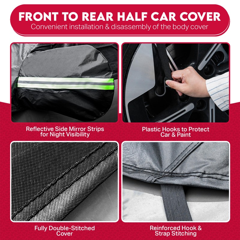 HIBISQUIBILIO UV Resistant Winter Windshield Cover with Reflective Straps –