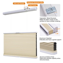 Persilux Custom Window Blinds Top Down Bottom Up Cellular Shades Cordless Blackout Blinds Rooming Darkening Blinds for Windows Insulated Pleated Shades Accordion Blinds for Home Beige