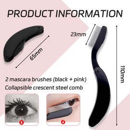 FENQURO 2 Pcs wimpern kamm, wimpernkamm, Faltende Wimpern Kamm Separator Faltbare Wimpern Kamm Augenbrauen Mascara Applikator Wimpern Kamm Wimpern Separator Wimpern Pinsel