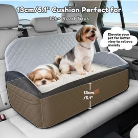 Gimars Upgrade Dog Car Seat with Reversible Long & Short Plush Seat Cushion for Small/Medium/Large Dogs Up to 60lbs, Detachable Washable Anti-Slip Dog Booster Seat with 5.1'' 28D Egg-Crate Foam, L
