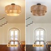 Fenluster Boho Semi Flush Mount Ceiling Light Rattan Ceiling Light