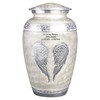 White Angel Wings Funeral Cremation Urn with Mathcing Keepsake Velvet