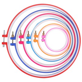 Aros de Bordado, Marco de Punto de Cruz Circular de Plástico con 30 Agujas de Bordar, Aros y Marcos de Punto de Cruz, Herramientas de Costura Ajustables para Bordado de Punto