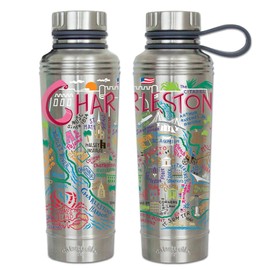 catstudio Charleston Stainless Steel Water Bottle | Triple Wall Insulation With Non Slip Bottom | Great For Running, Hiking, Sports, & Travel