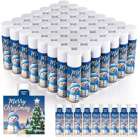 60 Pack Christmas Lip Balm Bulk for Stocking Stuffers, Lip Balm Set for Christmas Gifts, Bulk Christmas Gifts for Women Men, Christmas Party Favors for Teachers Coworkers-Snowman