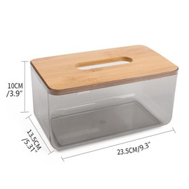 ieron Acrylic Tissue Box, Modern Transparent Dispenser Box with Bamboo Wood Lid, Cosmetic Tissue Dispenser for Bathroom, Bedroom, Living Room (Large)
