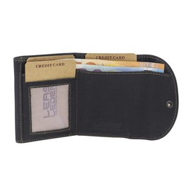 LEAS Mini Purse Small Wallet with Gift Box Genuine Buffalo Leather Black Vintage Collection 9.5 x 6.5 x 1 cm (W x H x D)