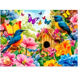 300 Piece Jigsaw Puzzle for Adults, Birds Flower Puzzles 300 Pieces for Adults Fit Together Perfectly, Challenging Puzzle for Friends Family Activity Game Nights- Finished Size 20.5×15