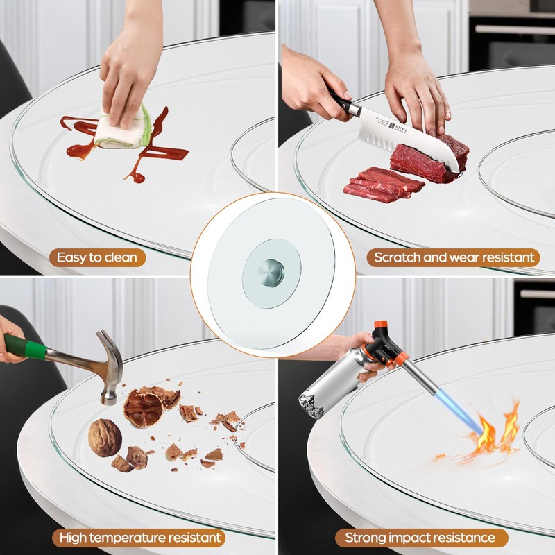 27" Glass Lazy Susan for Dining Table - Tempered Glass