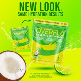 Overflo Electrolyte Powder Packets – Sugar Free Hydration Mix with Coconut Water, Magnesium & Potassium – Instant Clean Electrolytes for Recovery – Overflow with Wellness – Lime Colada, 15 Packets