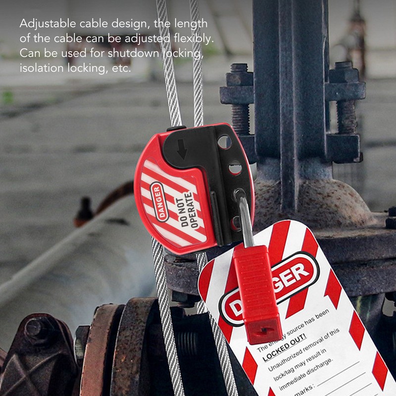 Tagout Cable Lock Adjustable Lockout Device Stainless Steel 4 Key
