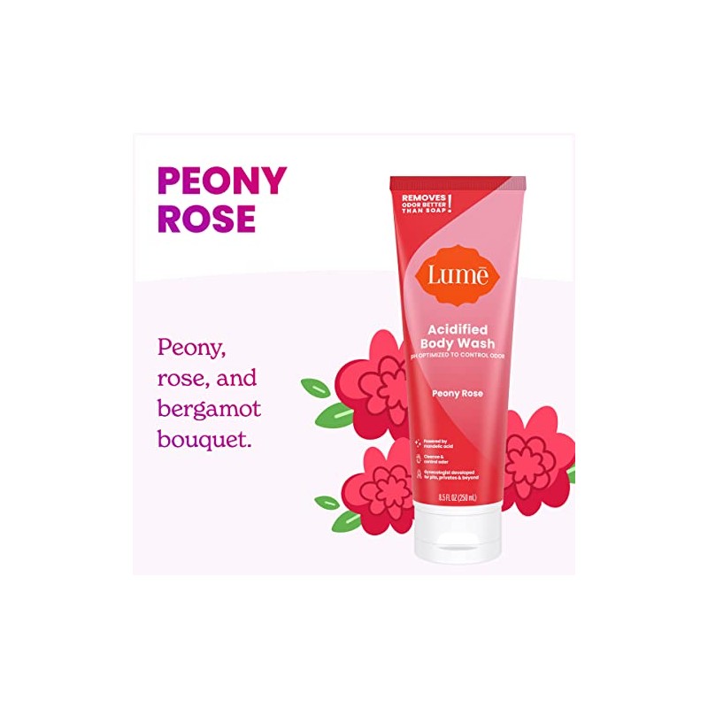 Lume Acidified Body Wash, 8.5 oz (Peonía Rosa)