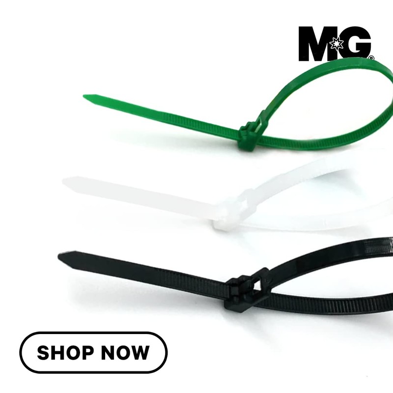 MagiGrip Kabelbinder, Nylon, 200 x 2,5 mm, Weiß, 100 Stück