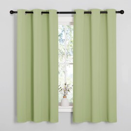 NICETOWN Nursery Essential Thermal Insulated Solid Grommet Top Blackout Curtains/Drapes for Son's Room (Sage Green, 1 Pair, 42 x 63 inches)