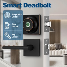 GeekTale Smart Deadbolt Lock, Fingerprint Deadbolt with App, Keyless Entry Door Lock, Fingerprint Door Lock, Deadbolt Smart Lock for Front Door, Auto Lock, Waterproof, Easy Installation