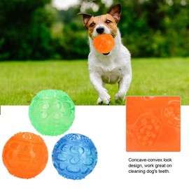 3Pcs TPR Pet Chew Toy Squeaky Dog Chew Ball Puppy Molar Teeth Cleaning Ball Interactive Chew Ball for Small Medium Dogs
