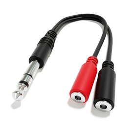 ExcelValley - Stereo to Mono Splitter Cable - 1/4" TRS to 2 x 3.5mm TS - Professional Audio Adapter for Headphones, Microphones, Mixers, Amplifiers and Recording Equipment