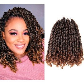 WUDAS Short Passion Twist Hair 12 Inch Pre-twisted Passion Twists Crochet Hair Ombre Light Brown Pre-looped Synthetic Crochet Braids (7 Packs,T30)
