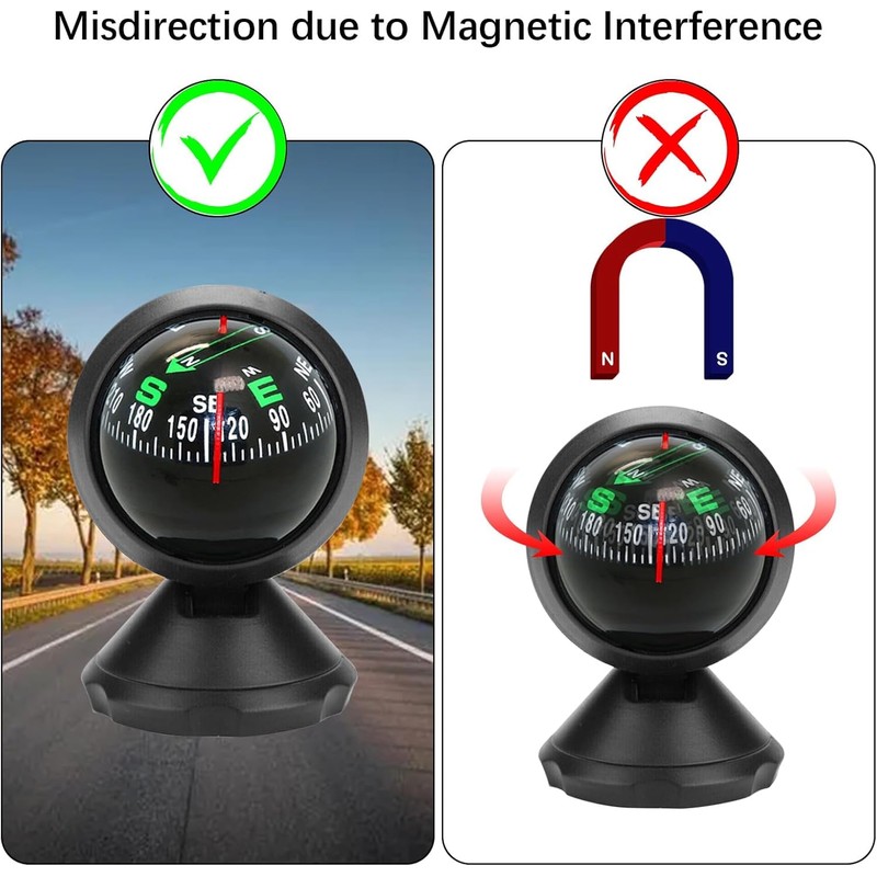 Car Compass, Bullet Compass, Boat Compass, Dashboard, Digital Navigation, Adjustable
