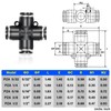 TAILONZ PNEUMATIC 4 Way 1/4 Inch OD Straight Push Fittings