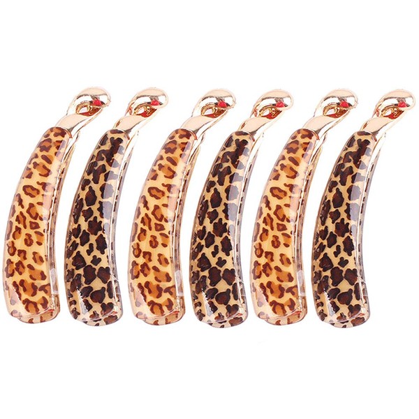6 Pcs Leopard Print Banana Hair Barrette Clips Ponytail Maker Holder Hair Accessories for Women and Girls