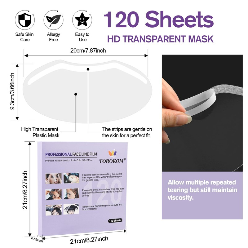 TOROKOM 120 PCS Shower Face Eye Shields，Clear Face Shield Eye