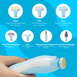 Electric Nail File Baby, 21 in 1 Baby Nail Clippers Set, Baby Nail Clippers with LED Light, Additional 13 Replacement Parts, Baby Nail Care Tools, Suitable for Newborns Children and Adults, Blue