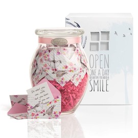 KindNotes Glass Keepsake Gift Jar with GET Well Messages - Birds and Flowers
