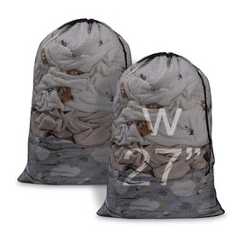 Meowoo Large Mesh Laundry Bag, 27×36inch Heavy Duty Mesh Laundry Bags Drawstring Lockable, Laundry Hamper Liner, Machine Washable, for Travel,Storage, Sports Factories, Dorms, Black 1pcs