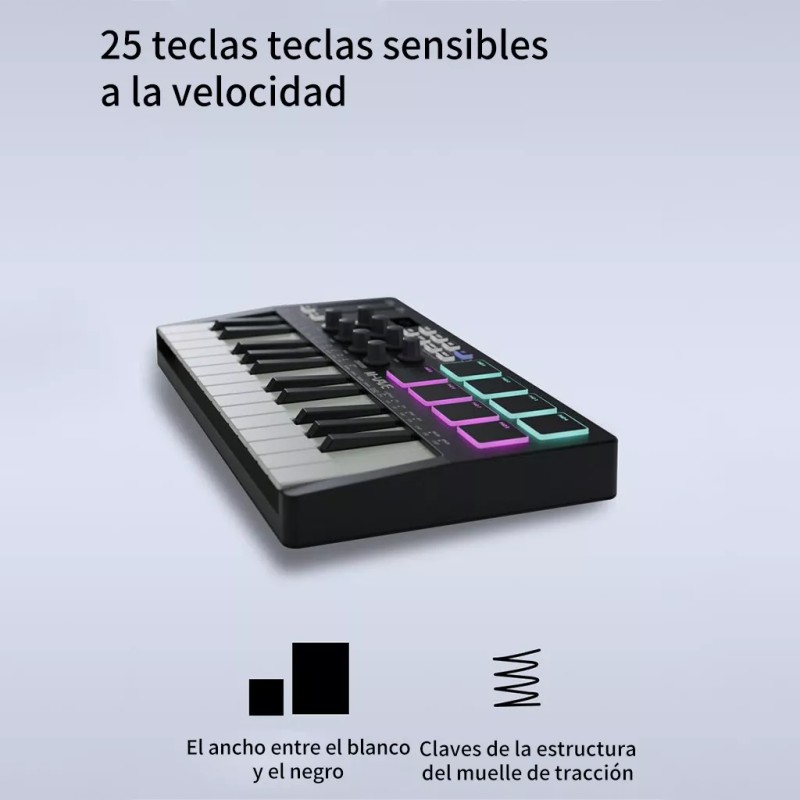 M-Vave Controlador De Teclado Midi M-vave Smk-25 Portátil Color Negro