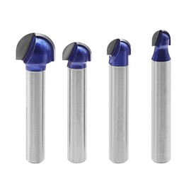 YINETTECH 4 Pieces 1/4 Inch Shank Diameter Core Box Router Bits Round Groove Woodworking Milling Cutter Tool 1/4 Inch 5/16 Inch 3/8 Inch 1/2 Inch Cutting Diameter