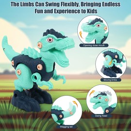 INSFUN Dinosaur Toys for Kids - Best Birthday Gifts for Boys Ages 3 4 5 6 7 Year Old - STEM Take Apart Building Construction Sets with Electric Drill