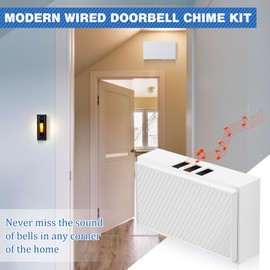 Saillong Wired Door Bell Chime Kit with 16V 10VA Two Note Lighted Metal Doorbell Buttons and Doorbell Chime Cover for Home Wall Inside, Compatible with Most Brand Doorbells, Black (Checked)