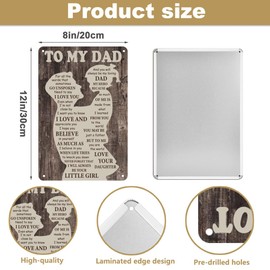 Vanleonet To My Dad Metal Sign, Father's Day Tin Plaque 12x8 Inch, Fathers Gifts from Daughter, Vintage Dad Plaque Perfect for Home Wall Decor