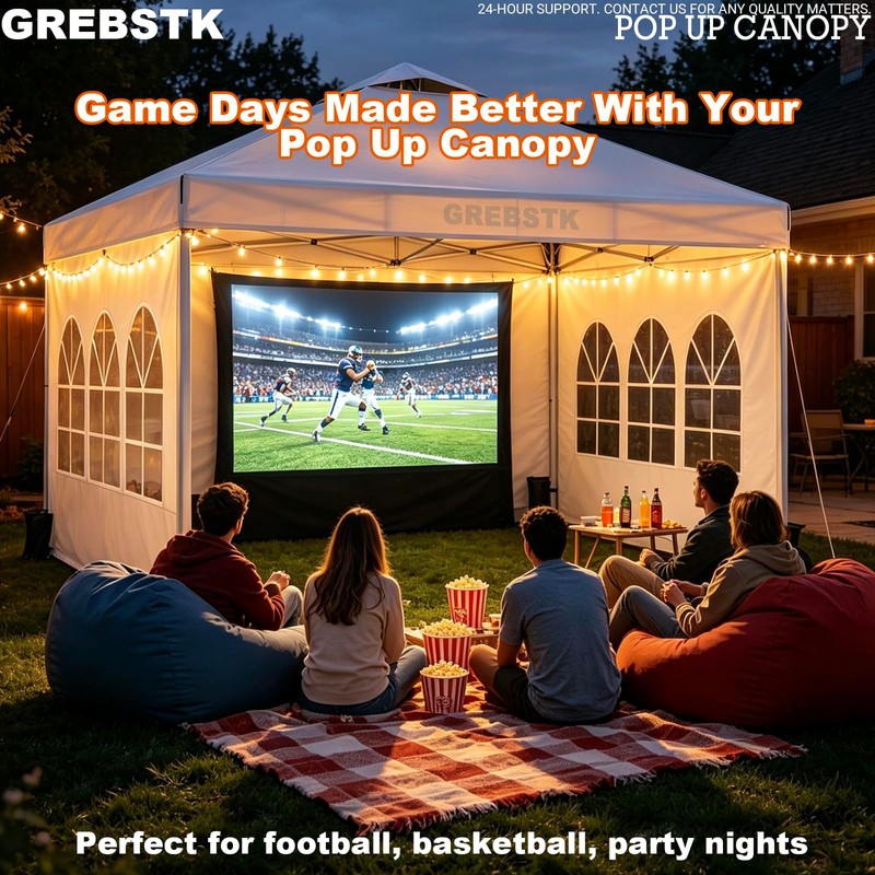 GREBSTK 10x10ft Pop Up Canopy Tent with Sidewalls, Instant Setup,