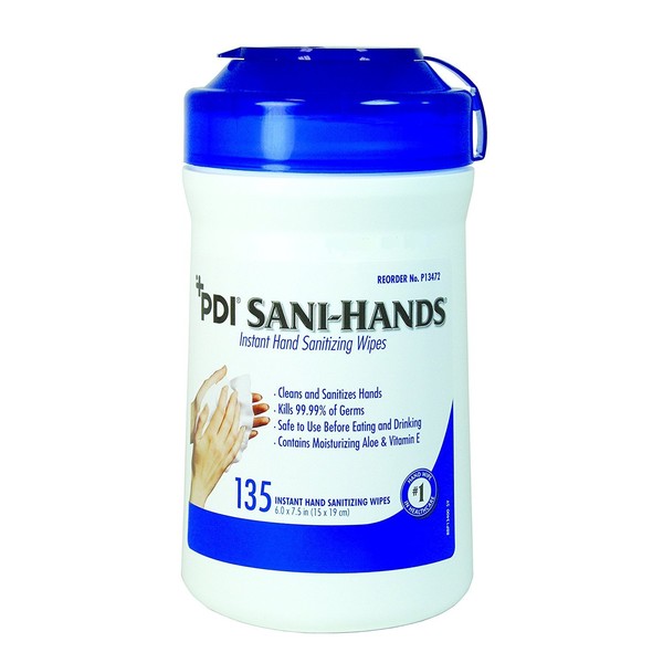PDI Sani-Hands ALC Antimicrobial Alcohol Gel Hand Wipes 135 count Instant Hand Sanitizing Wipes