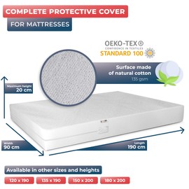 WRAPPYBAG Bed Bugs Mattress Protector - Mattress Cover - Zipped Mattress Protector - Waterproof - Cotton Surface - Single Size