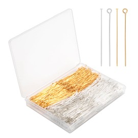 800PCS Head Pins, 2'' Flat Head Pins Eye Pins for Jewelry Making, Flat Head Eye Pins, Gold&Sliver Jewelry Making Pins, Metal Headpins for DIY Craft Earring Bracelet Necklace Pendant Jewelry Supplies
