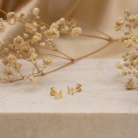 9ct Yellow Gold Letter Stud Earrings | Carissima Gold, Yellow Gold