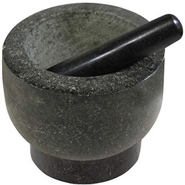 Gorilla Grip Heavy Duty, Unpolished, Granite Mortar and Pestle Set, Perfect for Guacamole, Scratch Resistant Bottom, Crush and Grind Herbs, Spices, Nuts to Release Flavor, Small, Holds 1.5 Cups, Black