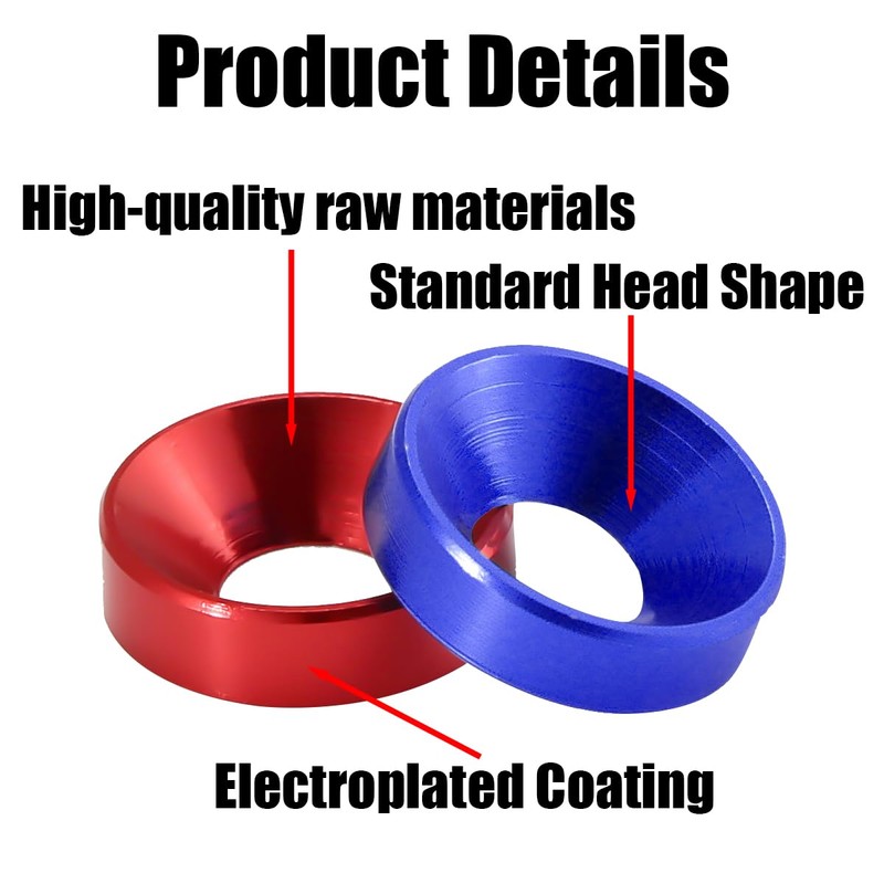 JNNJ 10 x aluminium countersunk washers, beautifying washers for engine